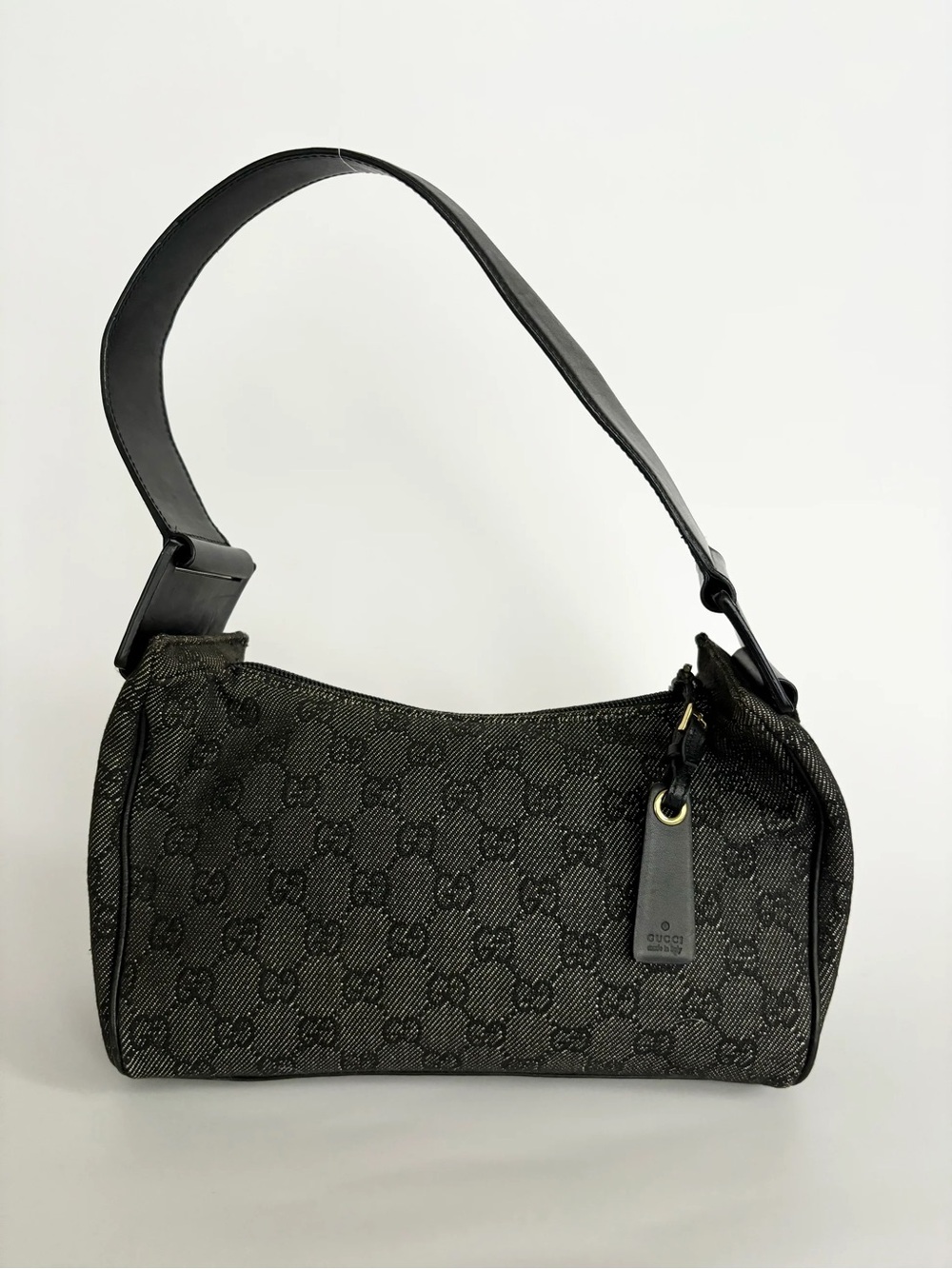 Gucci Monogram Black Denim Shoulder Bag